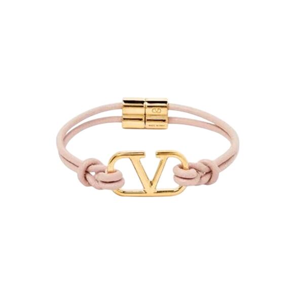 Valentino Garavani Jewelry - Valentino Garavani NWT VLogo Signature Leather Bracelet in Pink Size M